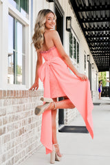 Blush Pink Homecoming Dress, Pearl Beaded Hoco Dress, Strapless Mini Graduation Dress, AST1449