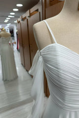 Spaghetti Straps Cold-Shoulder Floor Length Chiffon Bridesmaid Dress