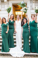 V-Neck Mermaid Long Bridesmaid Dress