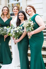 V-Neck Mermaid Long Bridesmaid Dress