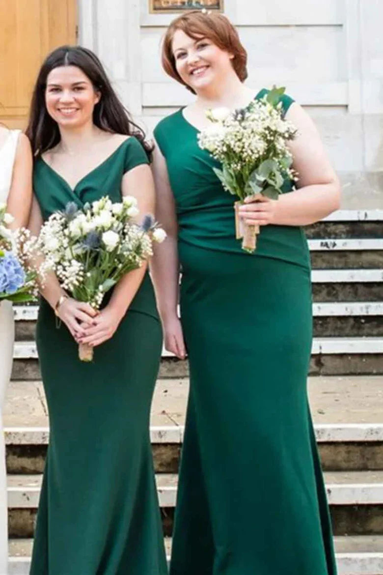 V-Neck Mermaid Long Bridesmaid Dress
