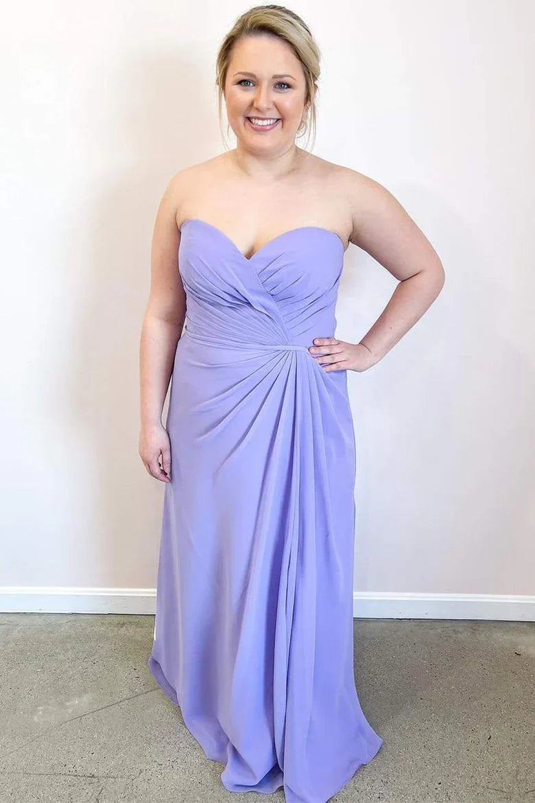Off-the-Shoulder Floor Length Chiffon Sweetheart Ruched Bridesmaid Dress