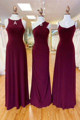Off-the-Shoulder Floor Length Chiffon Long Bridesmaid Dress