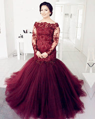 Lace Long Sleeves Mermaid Evening Dresses Off Shoulder