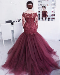 Lace Long Sleeves Mermaid Evening Dresses Off Shoulder