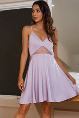 A Line Spaghetti Straps Light Purple Graduation Dress