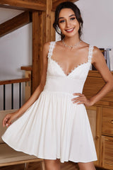 A Line Sweetheart White Graduation Dress