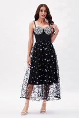 Black A-Line Spaghetti Straps Party Dress