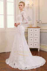 V-Neck Long Sleeves Lace Wedding Dresses