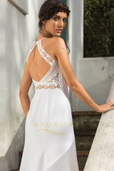 Halter Open Back Chiffon Wedding Dresses