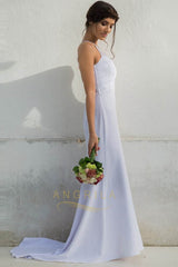 Halter Open Back Chiffon Wedding Dresses