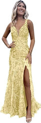 Women's Sparkly Sequin Mermaid Prom Dresses for Teens V Neck Long Formal Evening Party Dresses with Slit Wholesale