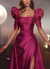 A-Line/Princess Square Neck Floor-Length Prom Dresses Sexy