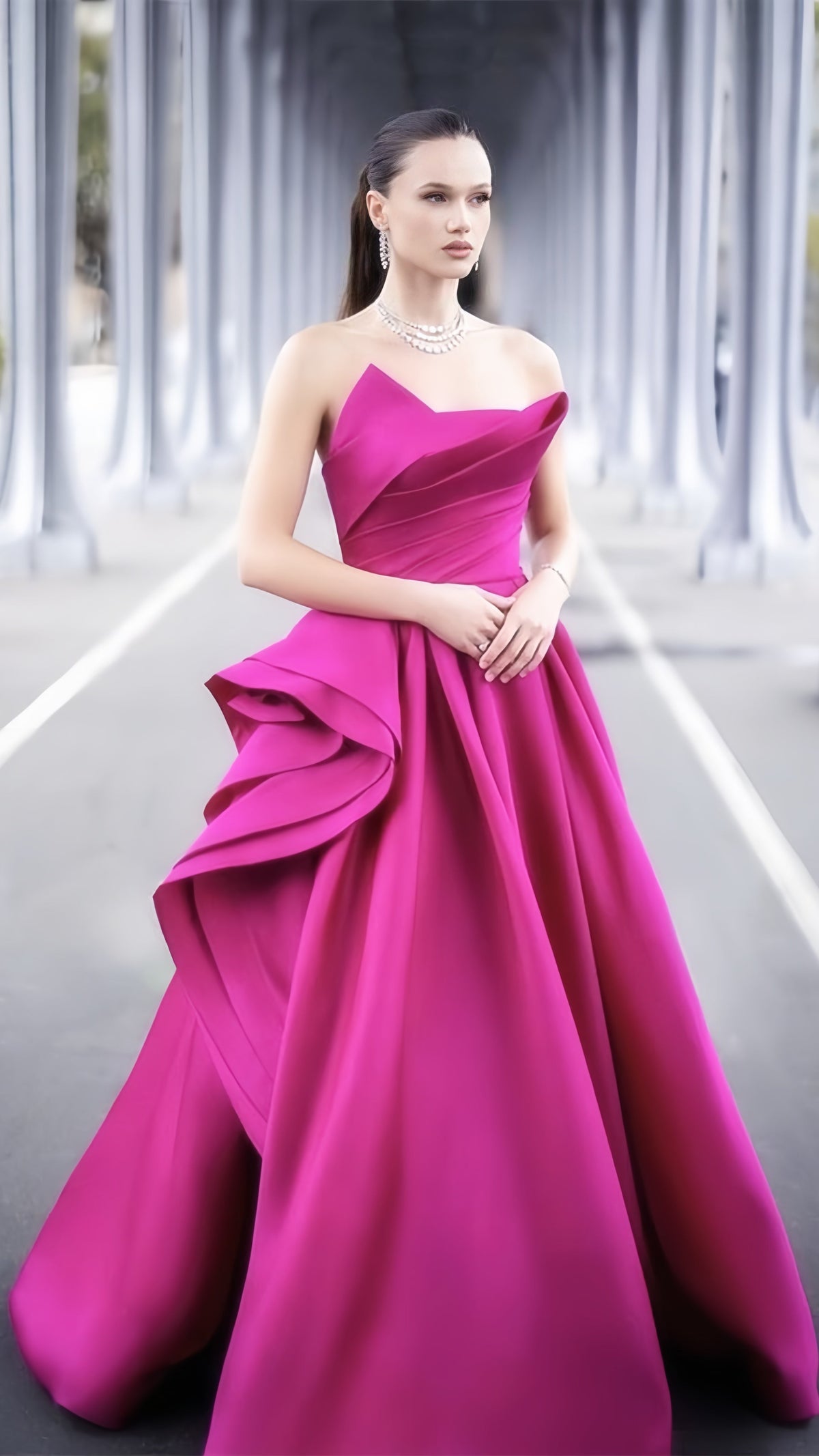 Charming Hot Pink Sleeveless Prom Dress, Long Senior Prom Dress,AST1704