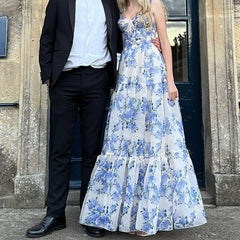 Cute Floral A-Line Chiffon Long Prom Dress,AST926