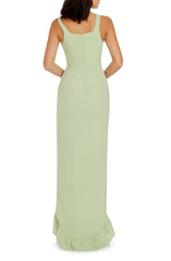 Elegant black off shoulder and floor length ruffled edge evening dress