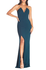 Noble strapless off shoulder and floor length strapless off back evening dress