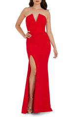 Noble strapless off shoulder and floor length strapless off back evening dress