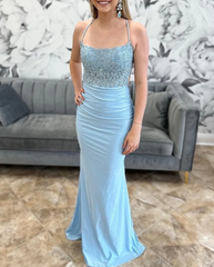 Simple Backless Mermaid Lace Green Long Prom Dress, Green Formal Elegant Evening Dress Wedding Dress ED003