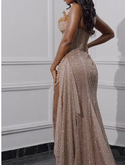 Fashion Prom Dress for Graduation & Quinceanera-Shiny Beaded Sequin Formal Evening Gown With Slit ED01240