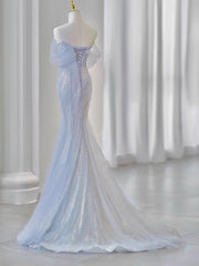 Purple💜 Sweetheart Sequin Mermaid Gown-Fairytale Beaded Tulle Train Long Prom Dress for Events ED01264