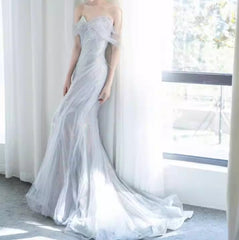 Purple💜 Sweetheart Sequin Mermaid Gown-Fairytale Beaded Tulle Train Long Prom Dress for Events ED01264