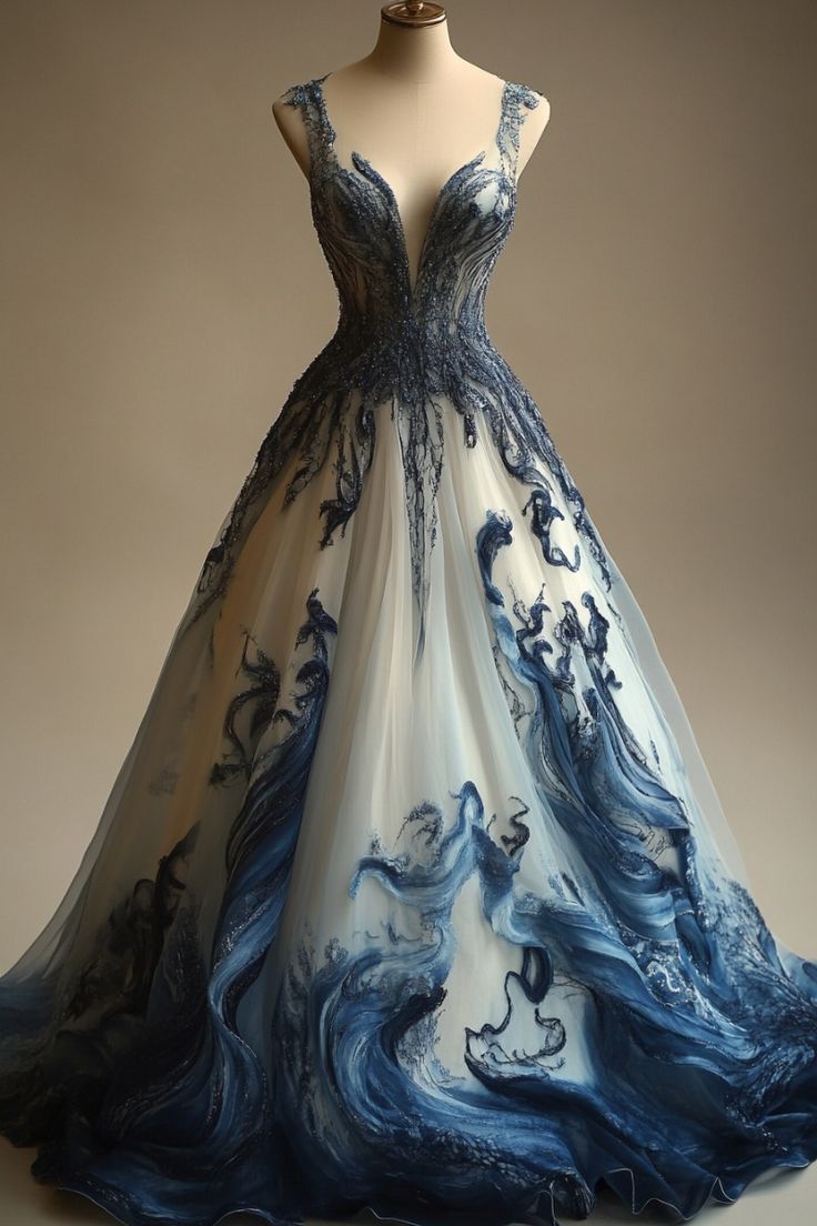 A-line V-neck Beaded Tulle Long Prom Dress ED01370