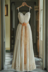 White A-line Sweetheart Lace Long Ball Gown, Sweet Evening Dress ED01494