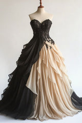 A-Line Sweetheart Neck Chiffon Applique Long Prom Dress Elegant Evening Gown ED01501
