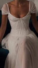 💍Elegant White A-Line Long Prom Dress for Events-Enchanted Chiffon Wedding Dress ED01511