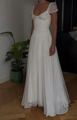 💍Elegant White A-Line Long Prom Dress for Events-Enchanted Chiffon Wedding Dress ED01511
