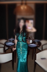 Turqoise Mermaid Halter Satin Beaded Long Prom Dress Retro V-neck Rhinestone Evening Gown ED01525