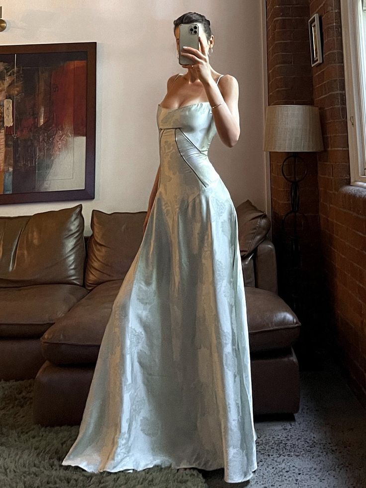 Spaghetti Strap Satin Long Prom Dress Evening Dress ED01529