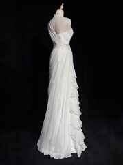 White Bodycon Satin Tulle Long Prom Dress Simple Wedding Dress ED01535