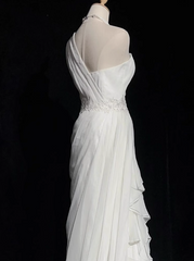 White Bodycon Satin Tulle Long Prom Dress Simple Wedding Dress ED01535