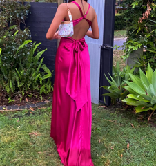 Simple Yellow 💛A-Line Long Prom Dress for Party&Birthday-V Neck Satin Beautiful Backless Formal Evening Dress ED01548