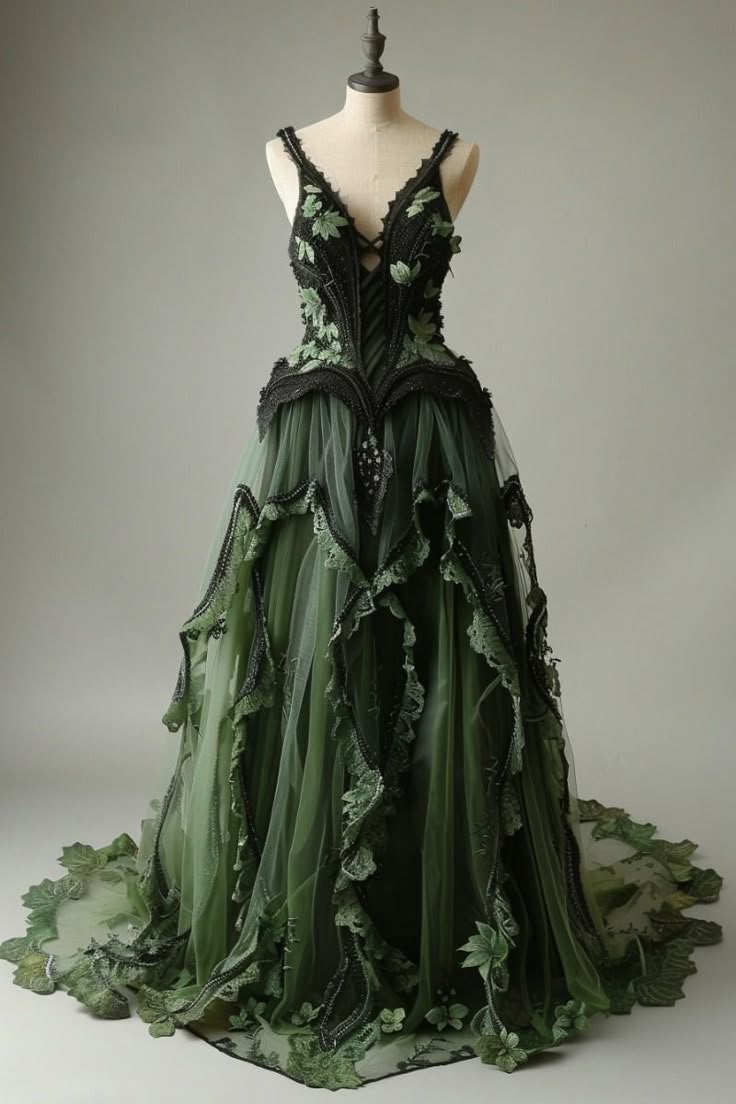 Mermaid V-neck Tulle Applique Long Prom Dress Vintage Lace Formal Evening Dress ED01561