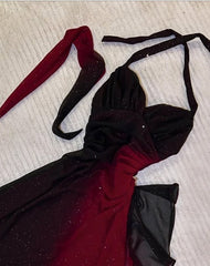 Glitter ✨Gradient Blue Prom Dress for Birthday& Pool Party-Elegant V-neck Spaghetti Straps Evening Dress ED01564