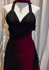 Glitter ✨Gradient Blue Prom Dress for Birthday& Pool Party-Elegant V-neck Spaghetti Straps Evening Dress ED01564