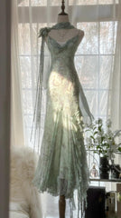 💕Fairytale Pink Beaded Chiffon Prom Dress🎐Vintage  Mermaid Gown for Graduation&Quniceanera ED01724