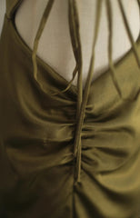 Mermaid V-Neck Satin Long Prom Dress Elegant Spaghetti Strap Formal Dress  ED01584