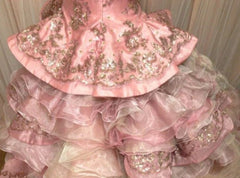 Sweet A-Line Strapless Satin Tulle Sequined Wedding Dress Beaded Diamond Long Ball Gown  ED01585