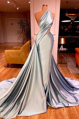 Elegant Mermaid One Shoulder Satin Long Evening Dress Prom Dress ED01601