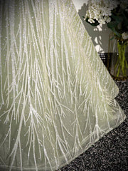 Sage A-Line Off the Shoulder Glittering Tulle Sequins Long Prom Dress Sweet 16 Dress ED01618