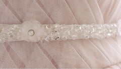 Pink A Line Spaghetti Strap Tulle Beaded Long Prom Dress Sweet Applique Wedding Dress ED01622