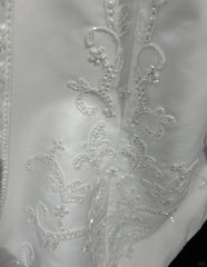 A-Line Spaghetti Strap Beaded Satin Long Prom Dress White Wedding Dress Graduation Prom Dress ED01630