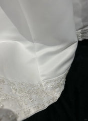 A-Line Spaghetti Strap Beaded Satin Long Prom Dress White Wedding Dress Graduation Prom Dress ED01630