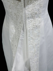A-Line Spaghetti Strap Beaded Satin Long Prom Dress White Wedding Dress Graduation Prom Dress ED01630