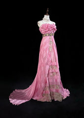 Pink Mermaid Spaghetti Straps Satin Beaded Long Prom Dress Beautiful Bridal Dress ED01632