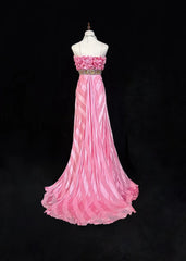 Pink Mermaid Spaghetti Straps Satin Beaded Long Prom Dress Beautiful Bridal Dress ED01632
